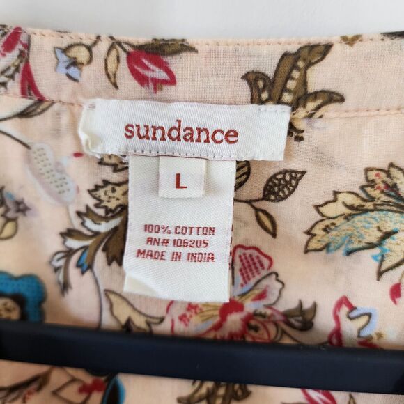 Sundance pleated v-neck Size Large Floral Elegant lightweight blouse Boho Hippie - Picture 5 of 7